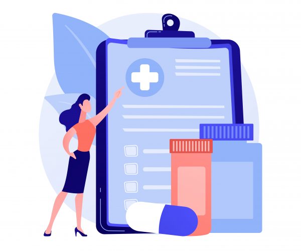 Health insurance abstract concept vector illustration. Health insurance contract, medical expenses, claim application form, agent consultation, sign document, emergency coverage abstract metaphor.